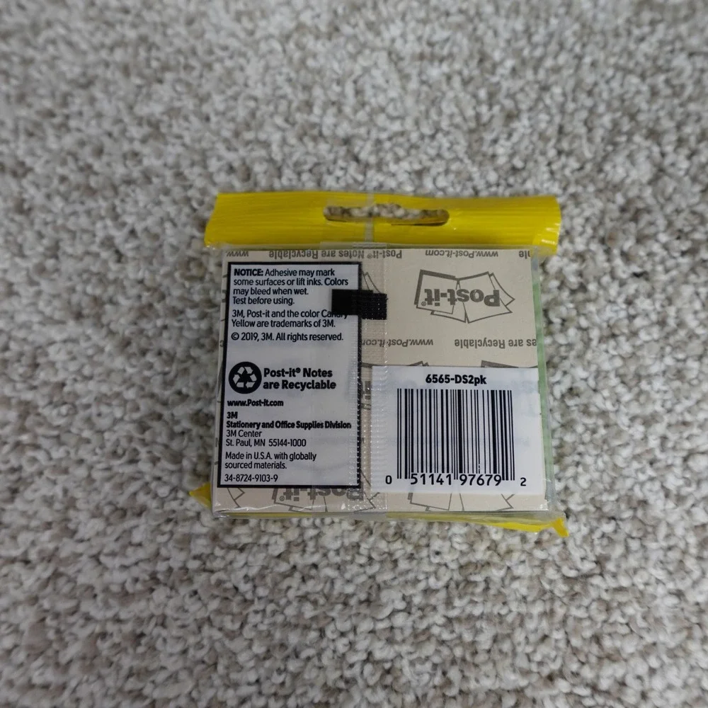 3M Post-it Notes 2.5 x 3 Inch‎ Lime Green and Blue 2 Pack 176 Sheets 6565-DS2pk